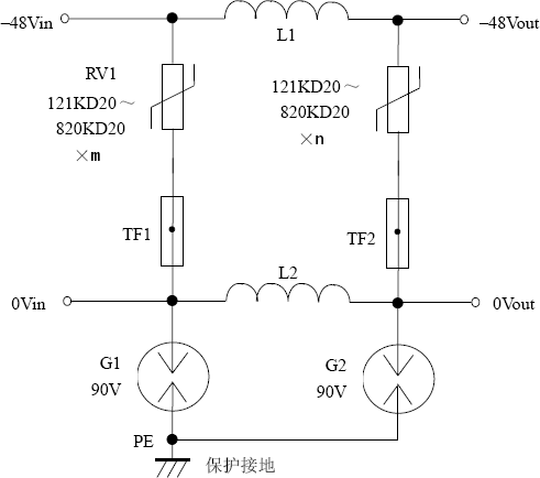 直流電源-48V防雷電路 直流電源-48V防雷電路